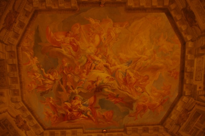 A little closer of the painting on the ceiling
