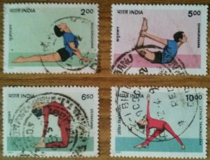 Yoga postures on stamps