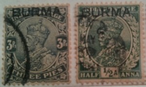 Burma Overprint on British India Stamps
